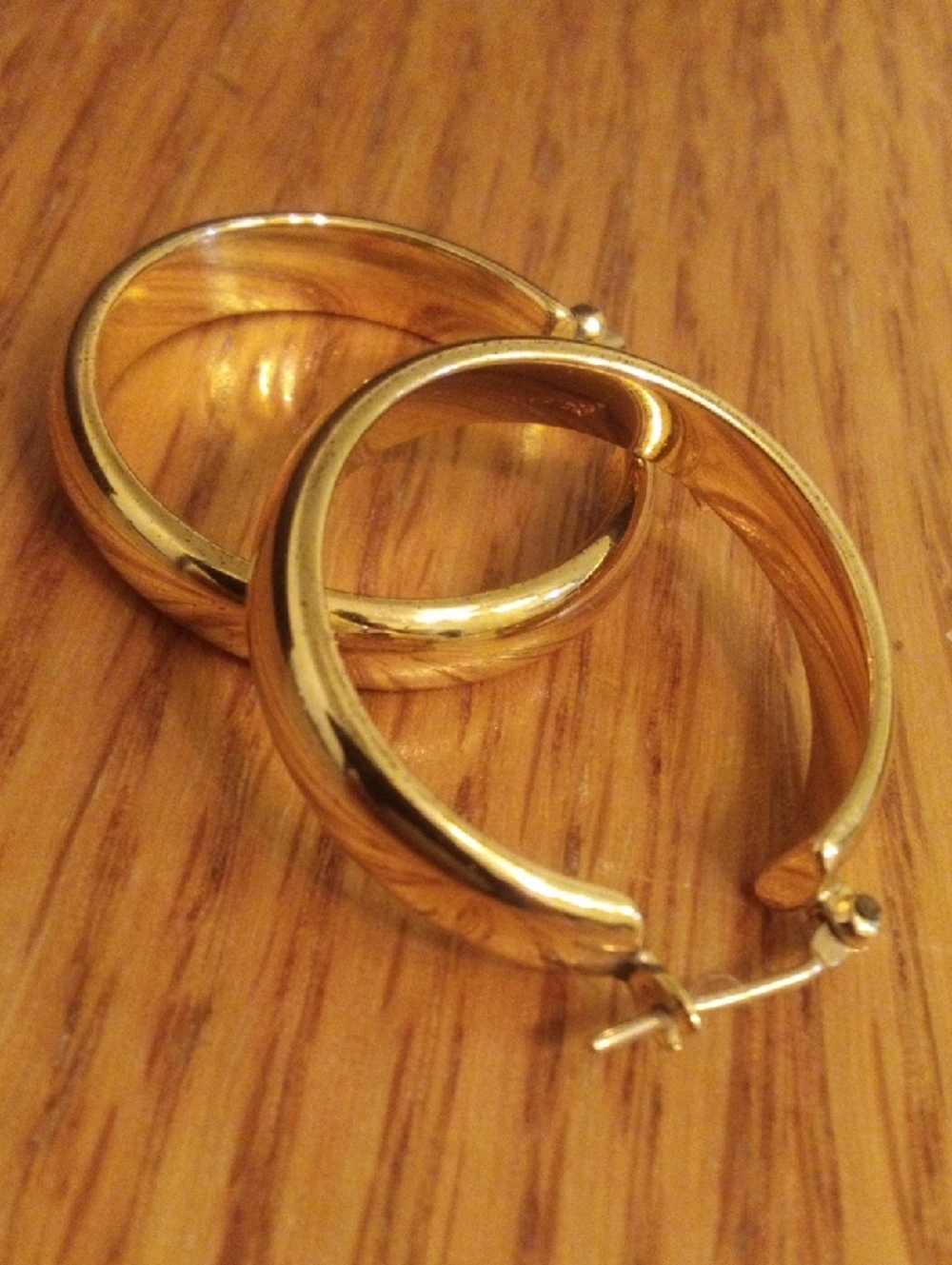 Gold Tone Hoop Earrings - Classic Lightweight Women's Hoops - Picture 4 of 4
